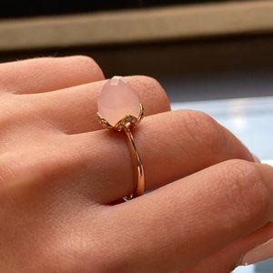 Luca Carati Chalcedony Gemstone & Diamond Ring 18K Rose Gold 0.13Cttw Size 7